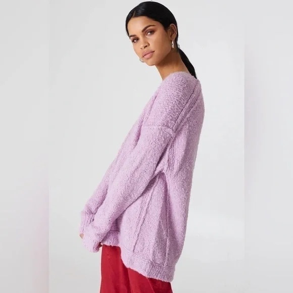 Free People Lofty V Neck Alpaca Blend Women's Lavender Sweater Size XS - Picture 4 of 7